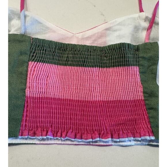 Zara Women’s Size XS Colorful Striped Cropped Bustier Top Linen Blend Resort - Picture 5 of 6
